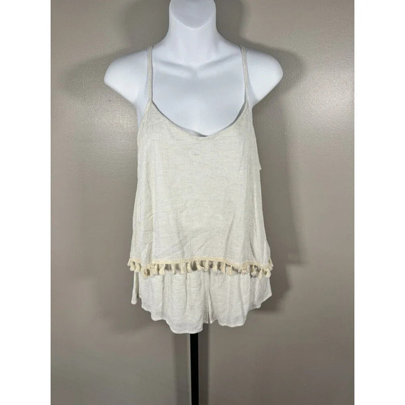 KARLIE WOMEN'S SIZE S Beige ROMPER SLEEVless MINI with POCKETS Party Cocktail - Picture 1 of 7